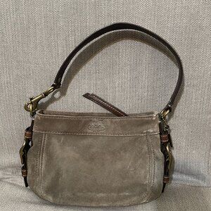 Coach - Small purse, brown suede, leather handle
